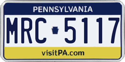 PA license plate MRC5117
