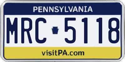 PA license plate MRC5118