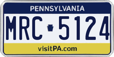 PA license plate MRC5124