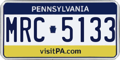 PA license plate MRC5133