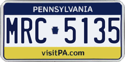 PA license plate MRC5135