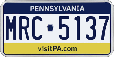 PA license plate MRC5137