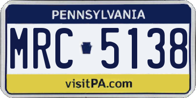 PA license plate MRC5138