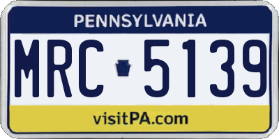PA license plate MRC5139