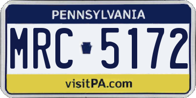 PA license plate MRC5172