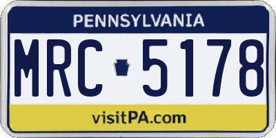 PA license plate MRC5178