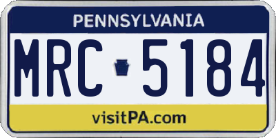 PA license plate MRC5184