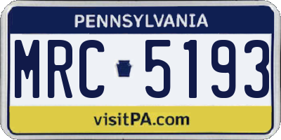 PA license plate MRC5193