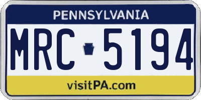 PA license plate MRC5194