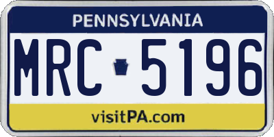 PA license plate MRC5196