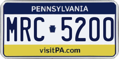 PA license plate MRC5200
