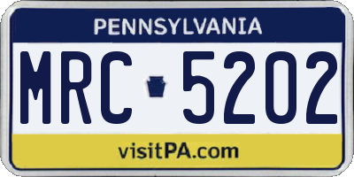 PA license plate MRC5202