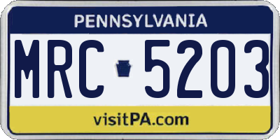 PA license plate MRC5203