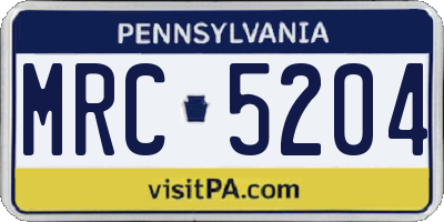 PA license plate MRC5204