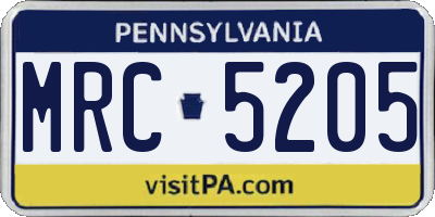 PA license plate MRC5205