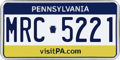 PA license plate MRC5221