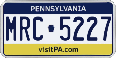 PA license plate MRC5227