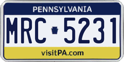 PA license plate MRC5231