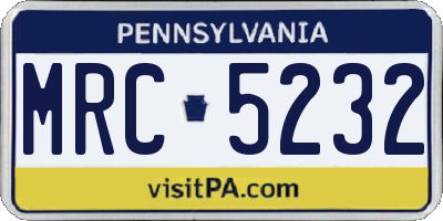 PA license plate MRC5232