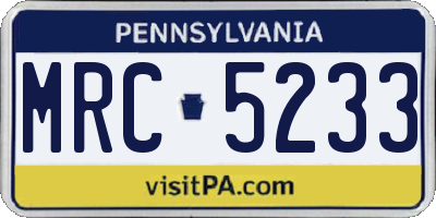 PA license plate MRC5233