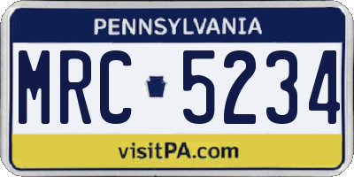 PA license plate MRC5234