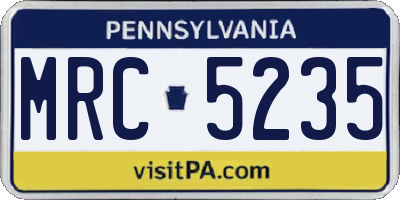 PA license plate MRC5235