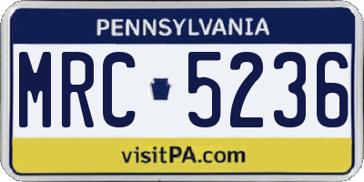 PA license plate MRC5236
