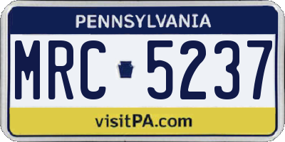 PA license plate MRC5237