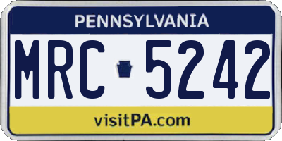 PA license plate MRC5242