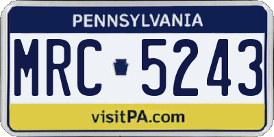 PA license plate MRC5243