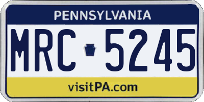 PA license plate MRC5245
