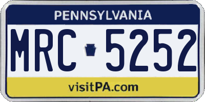 PA license plate MRC5252