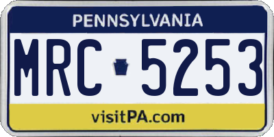 PA license plate MRC5253