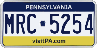 PA license plate MRC5254