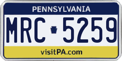 PA license plate MRC5259