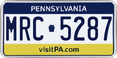 PA license plate MRC5287