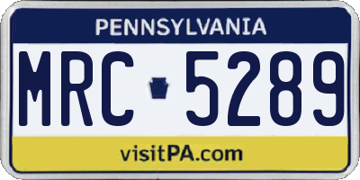 PA license plate MRC5289