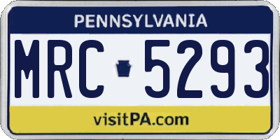 PA license plate MRC5293