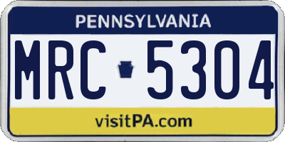PA license plate MRC5304
