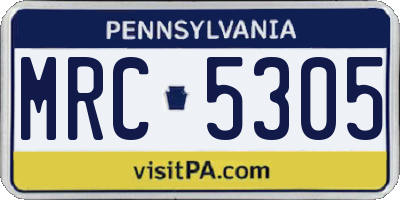 PA license plate MRC5305