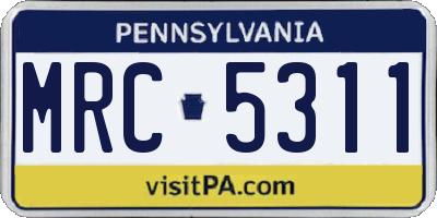 PA license plate MRC5311