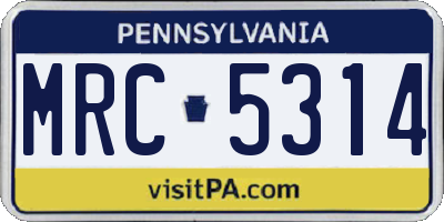 PA license plate MRC5314