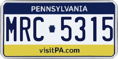 PA license plate MRC5315