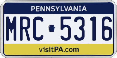 PA license plate MRC5316