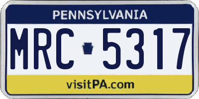 PA license plate MRC5317