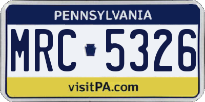 PA license plate MRC5326