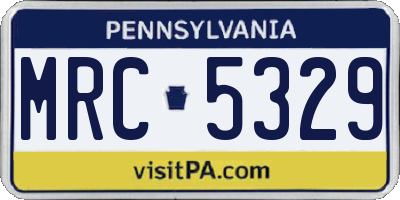 PA license plate MRC5329