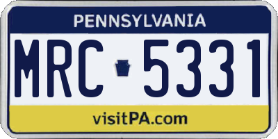 PA license plate MRC5331