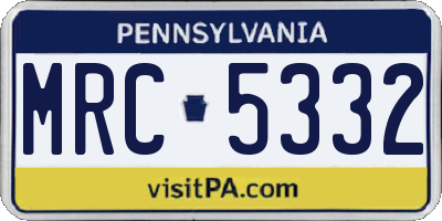 PA license plate MRC5332