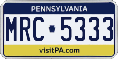 PA license plate MRC5333
